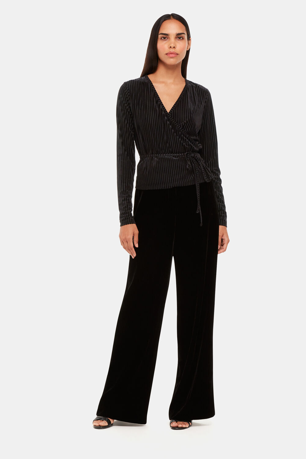 Velvet Stripe Wrap Cardigan