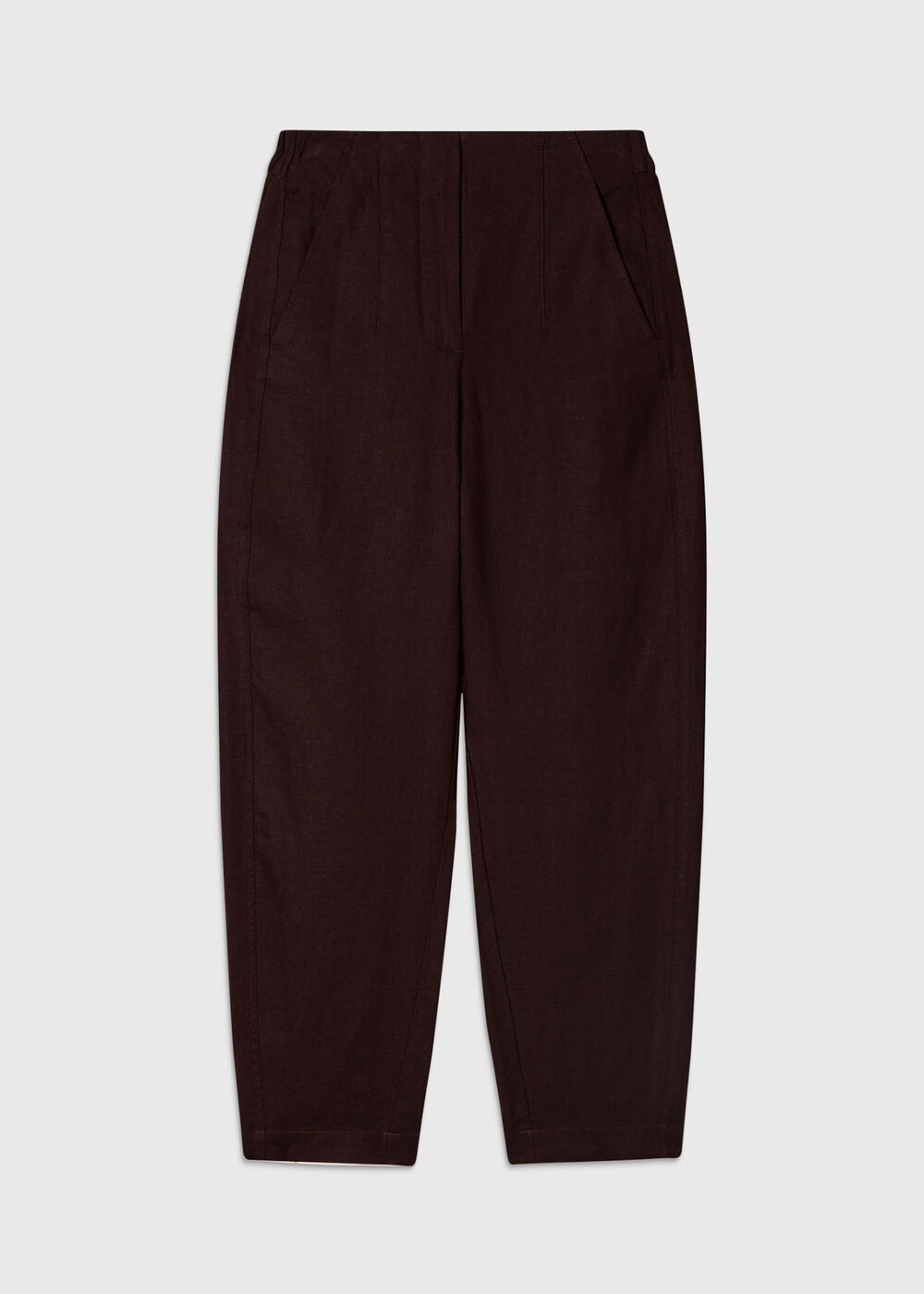 Petite Linen Barrel Leg Trouser