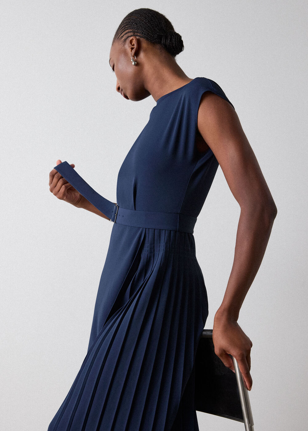 Pleat Detail Asymmetric Dress