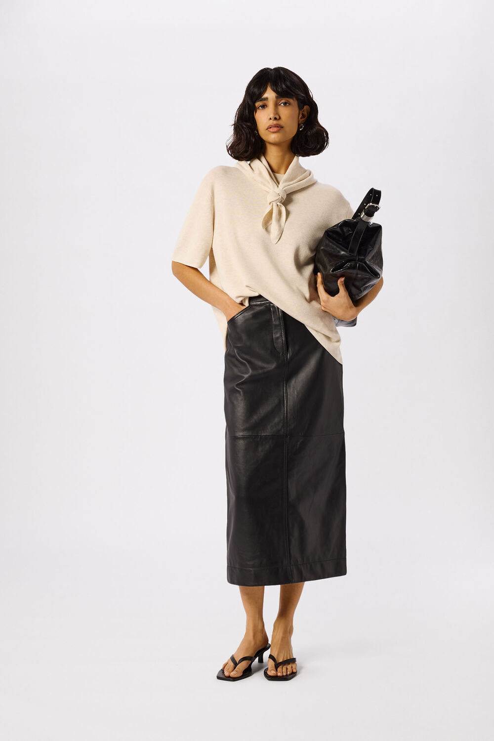 Jamie Leather Midi Skirt