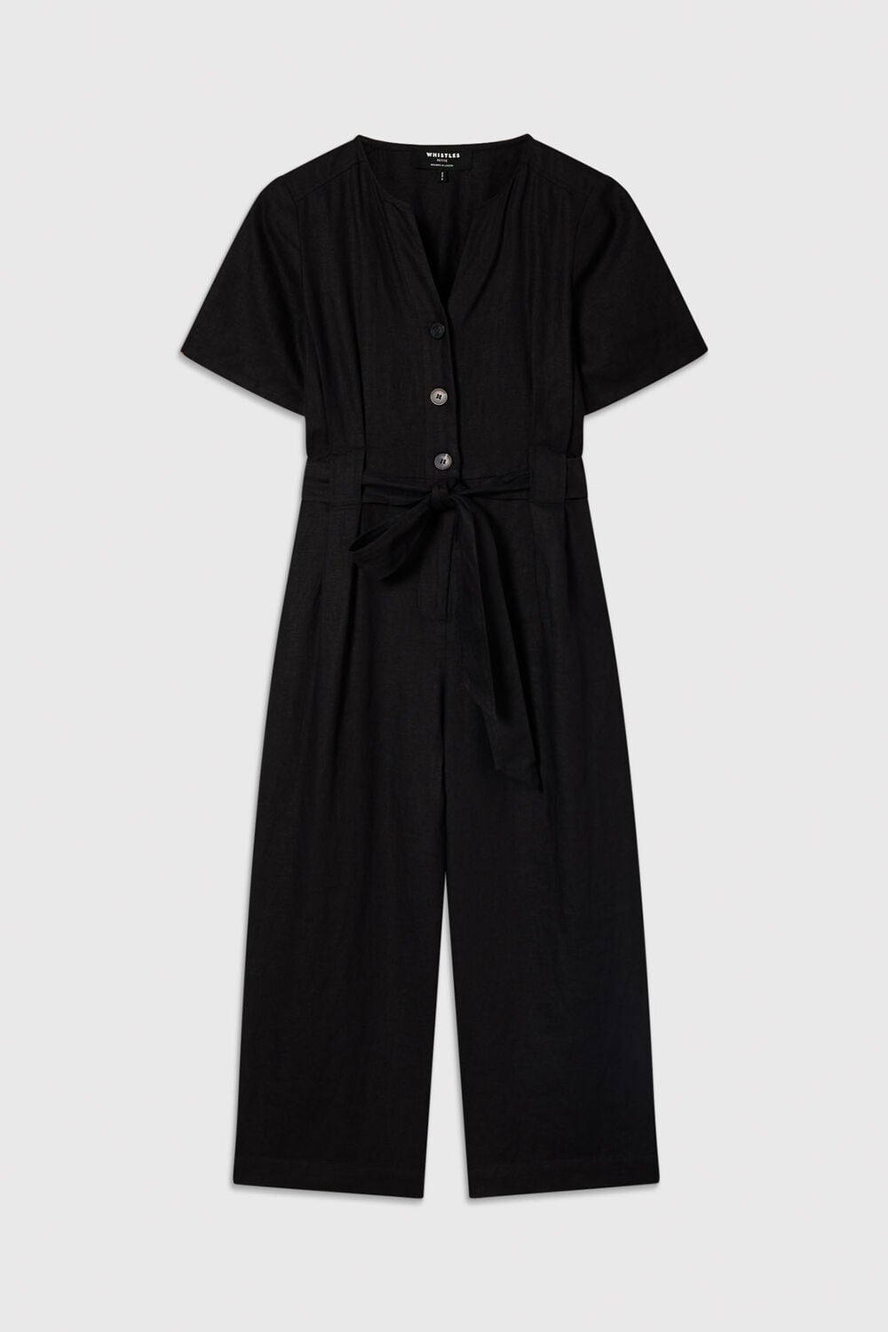 Black Petite Fiona Linen Button Jumpsuit