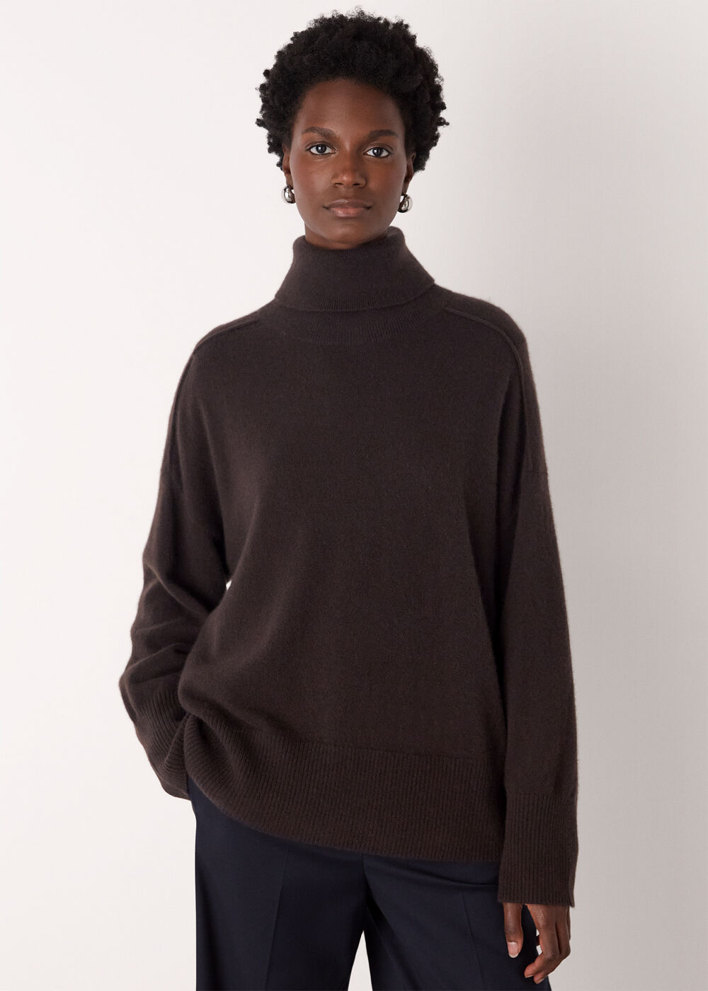 Cashmere Seam Roll Neck Knit