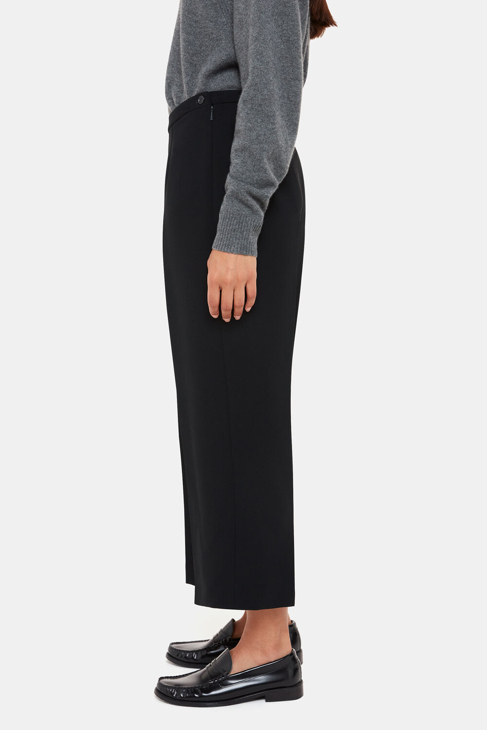 Black Wide Leg Cropped Trouser
