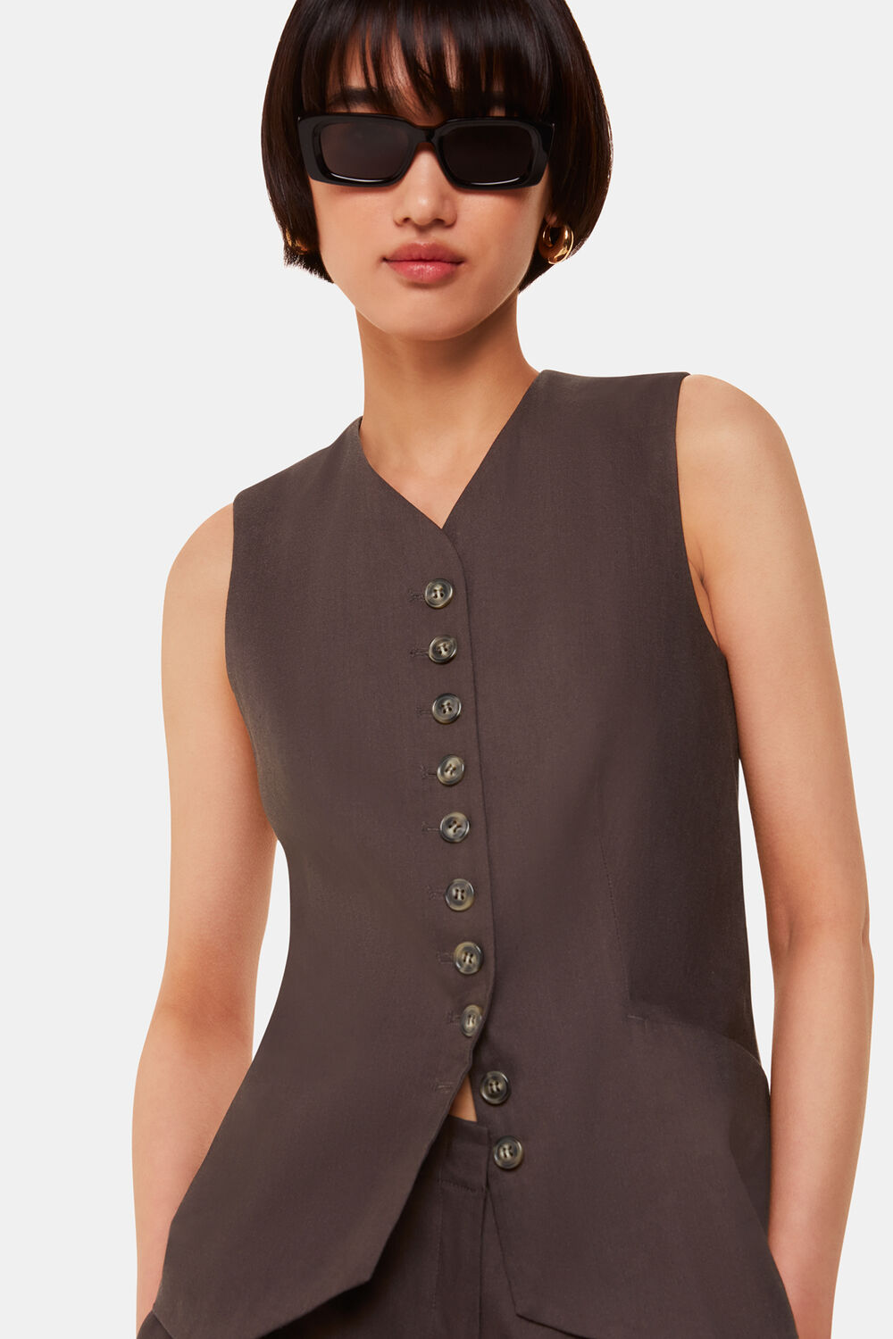 Dark Grey Mila Linen Blend Waistcoat