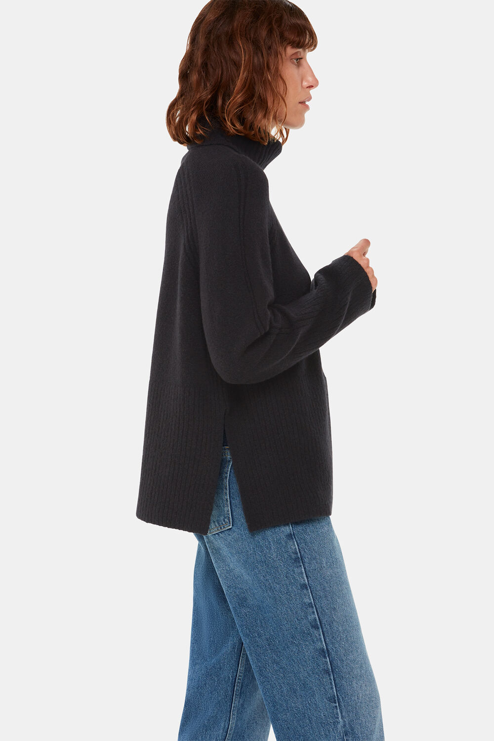 Textured Rib Detail Roll Neck