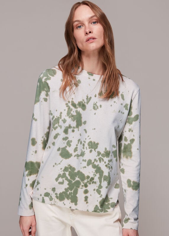 Khaki Long Sleeve Tie Dye T-Shirt