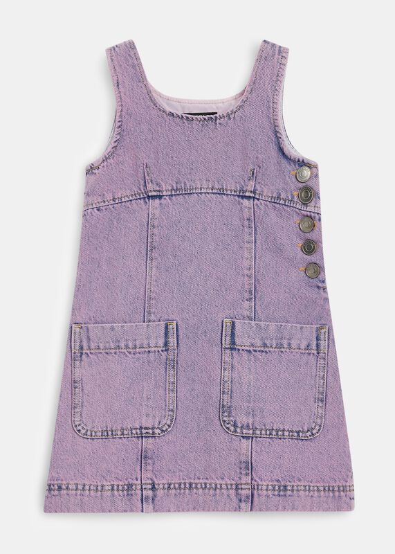 Lilac Acid Wash Pinafore Dress