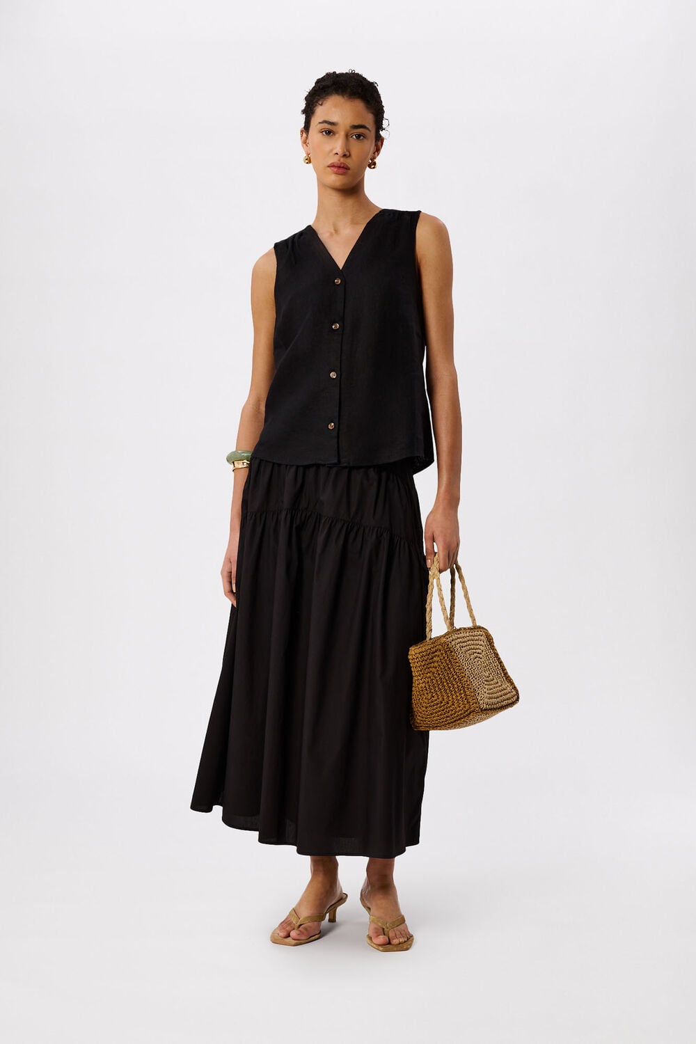 Black Laura Linen Tank