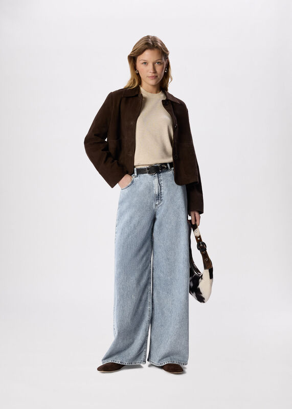 Light Wash Full Length Wide Leg Jean