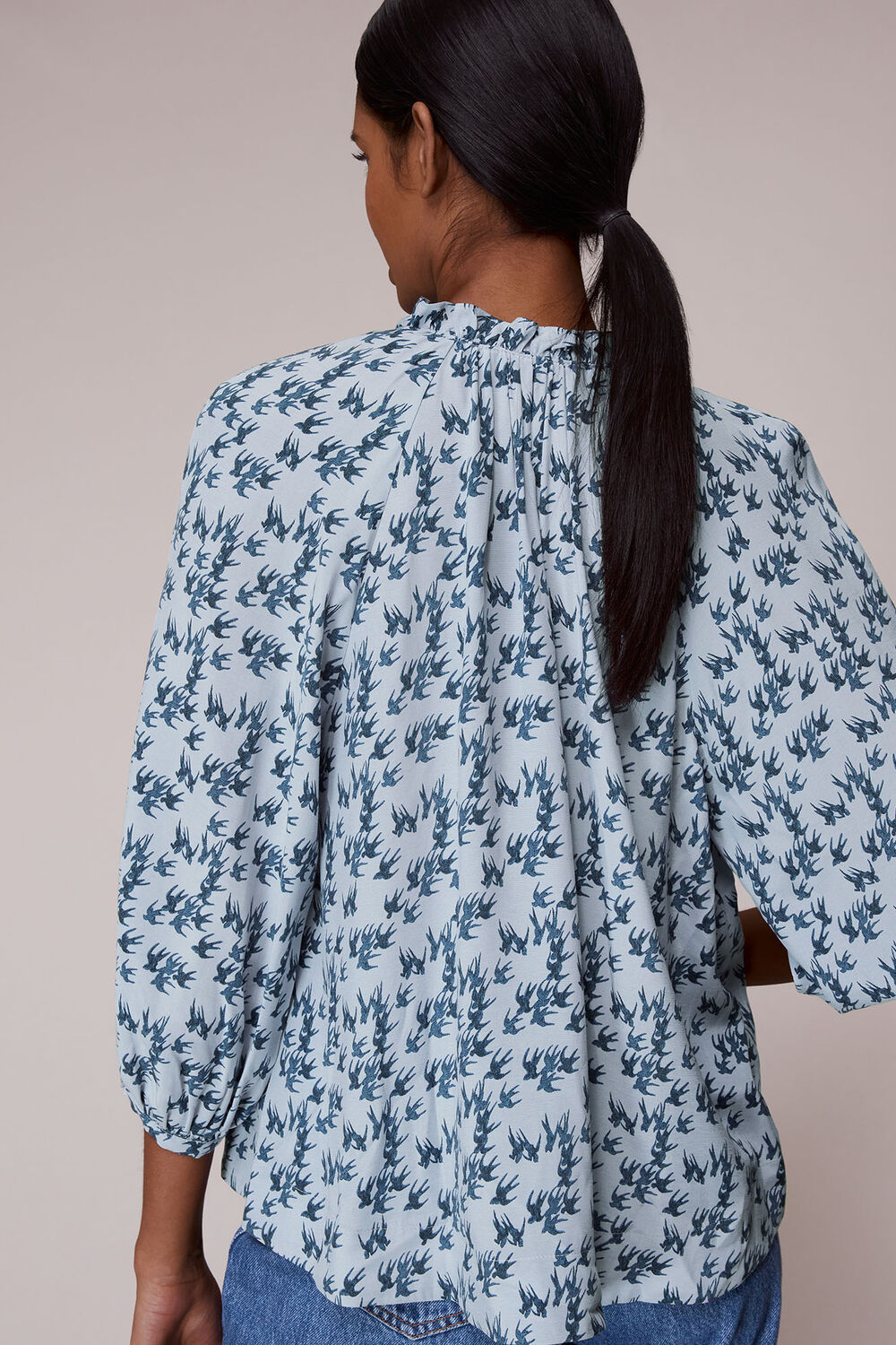 Beatrix Swallows Print Blouse