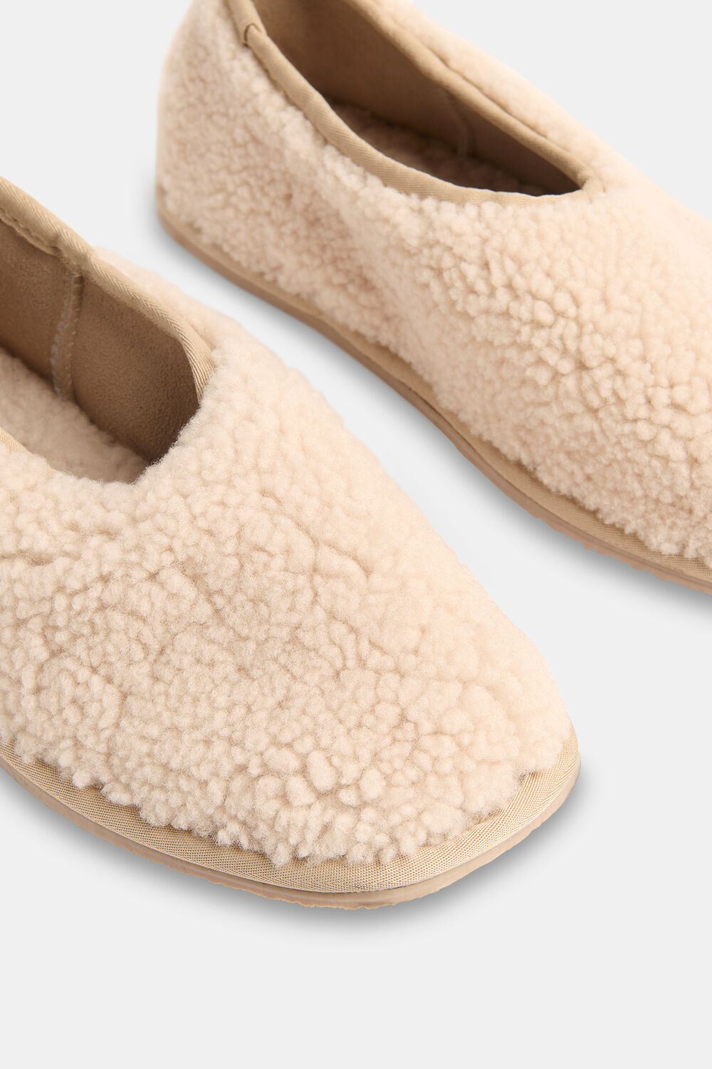 Neutral Shearling Ballet Slipper