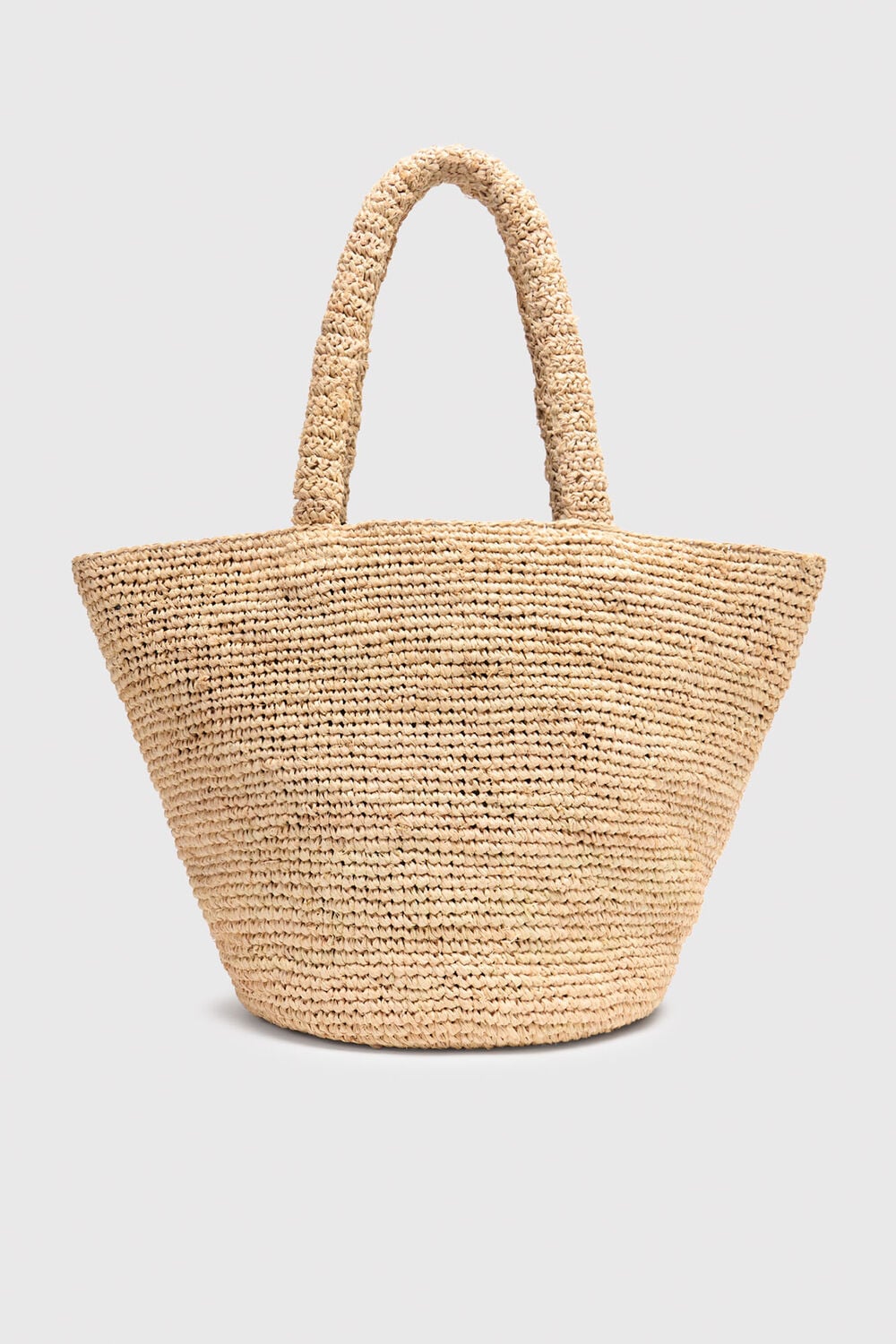 Neutral Straw Tote Bag With Charm
