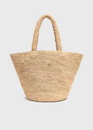 Straw Tote Bag With Charm