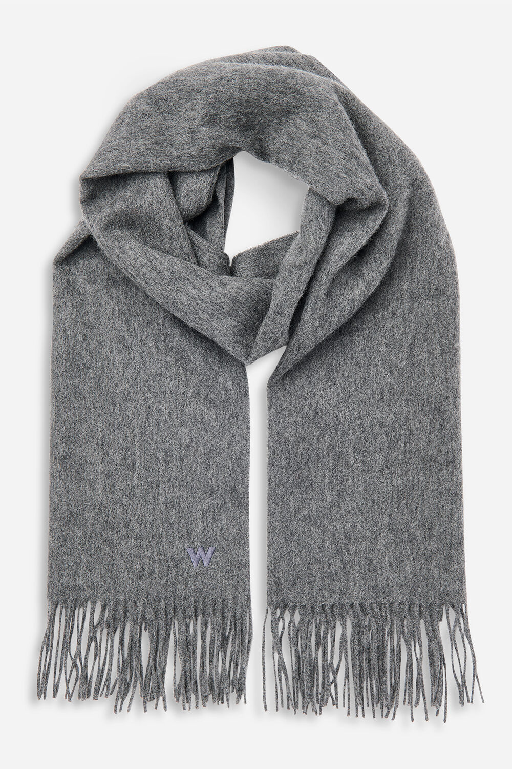 Grey Fringed Blanket Scarf