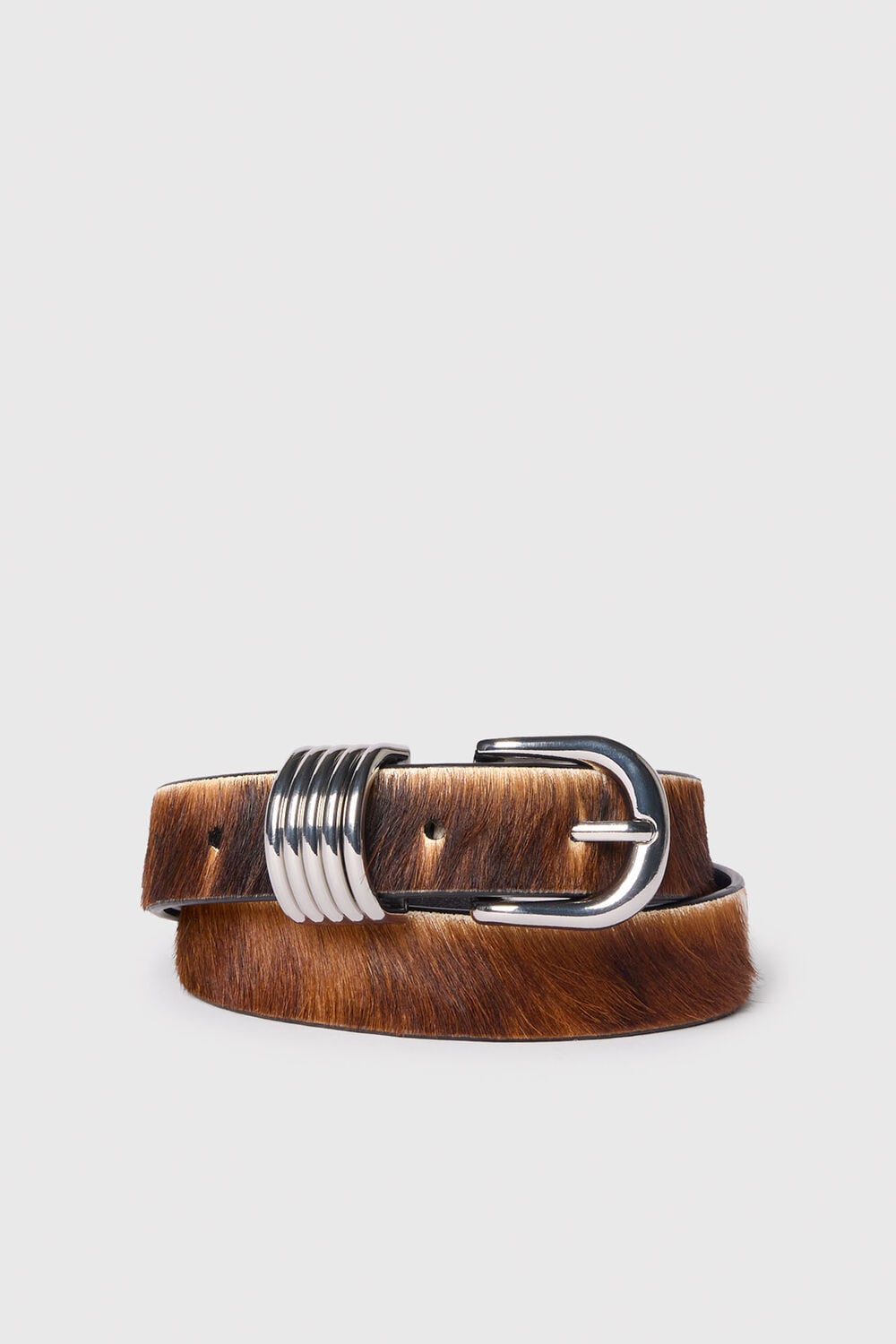 Multicolour Cow Hair-On Multi Ring Belt