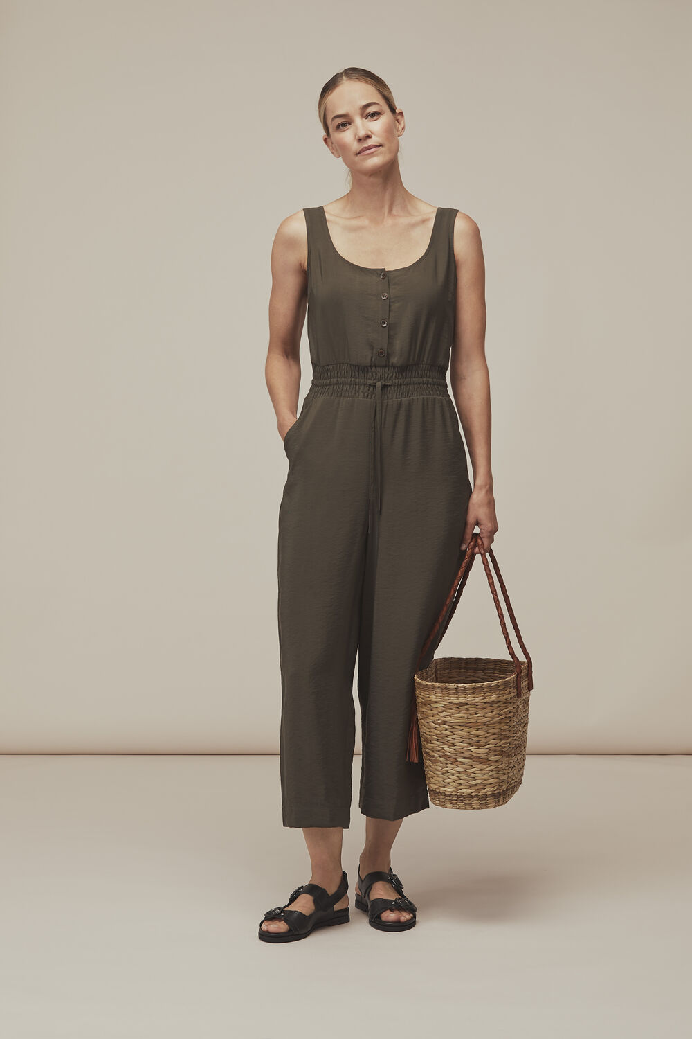 Khaki Quinn Casual Jumpsuit