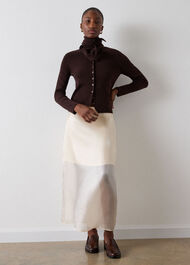 Crew Neck Scarf Cardigan