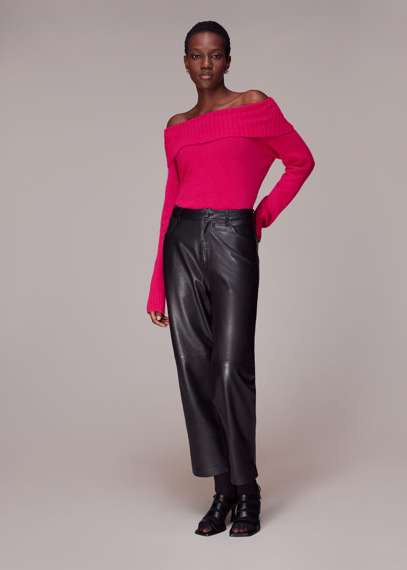 Women s Pink Bardot Sweater Whistles US