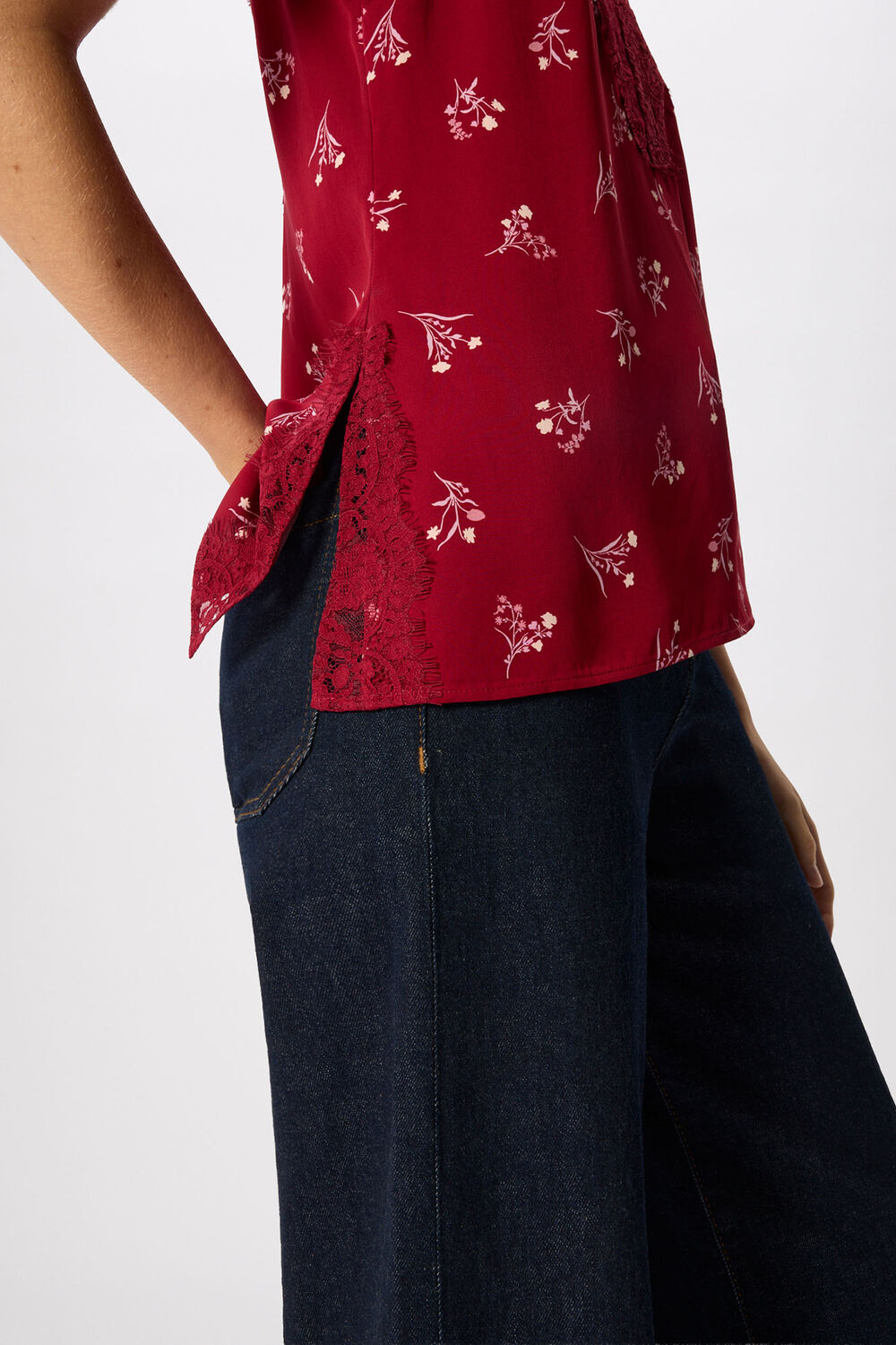 Floral Lace Trim Top