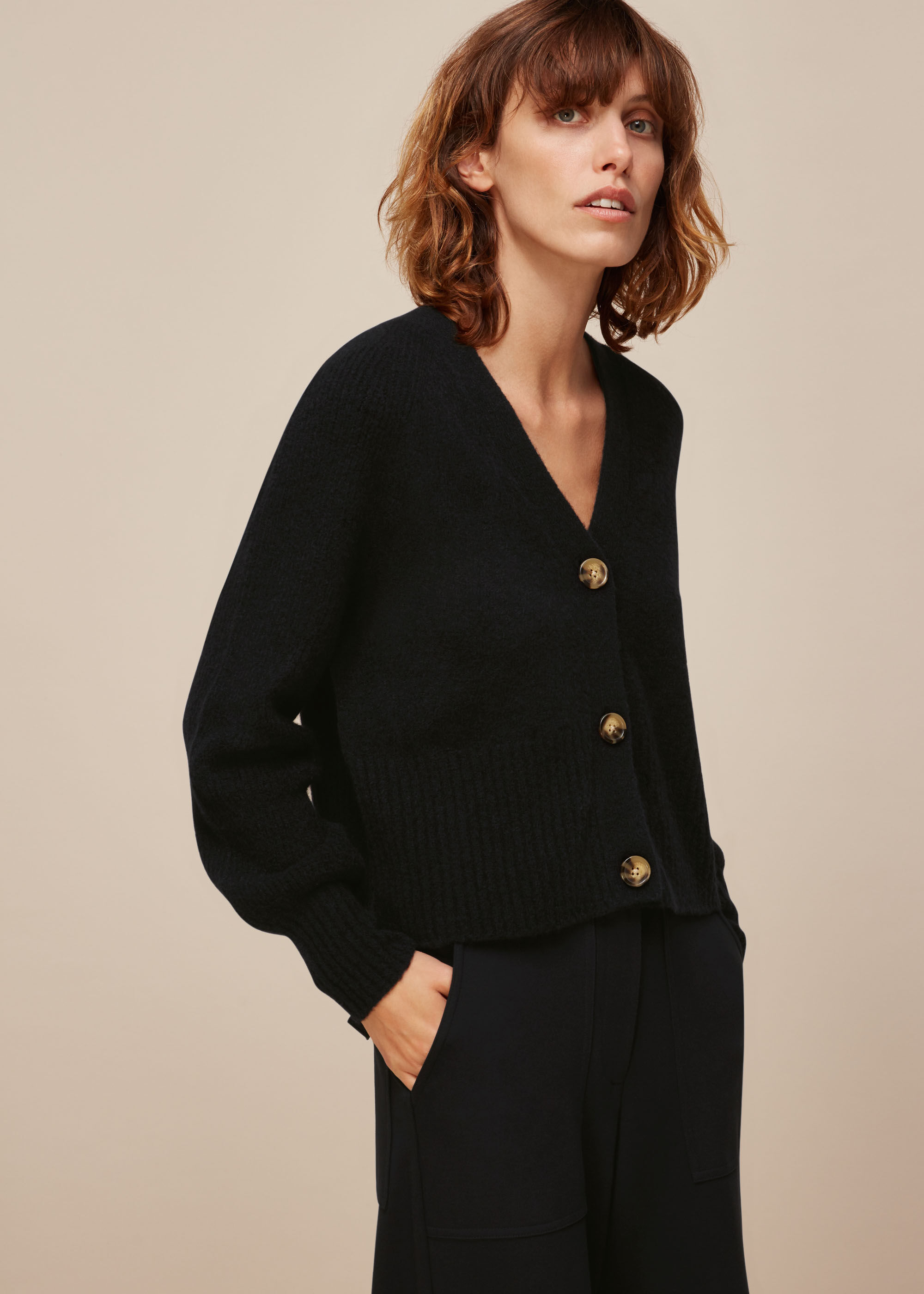 Black Full Sleeve Knitted Cardigan