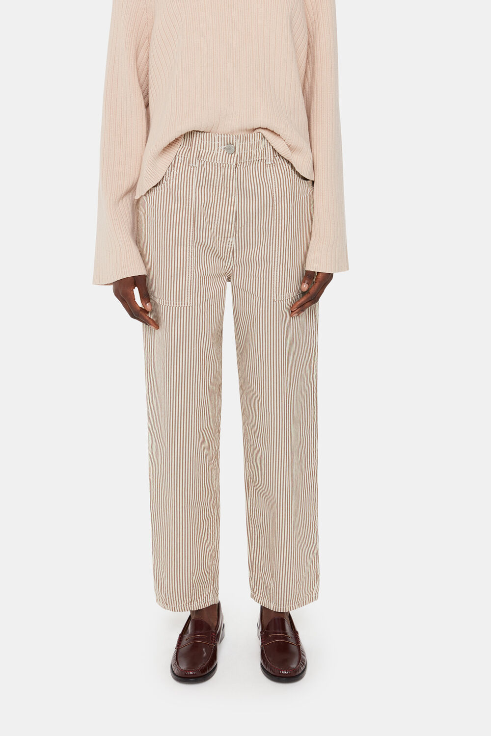Brown Tessa Stripe Casual Trouser