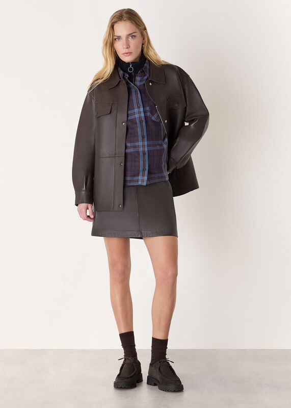 Blue Checked Brushed Cotton Shirt