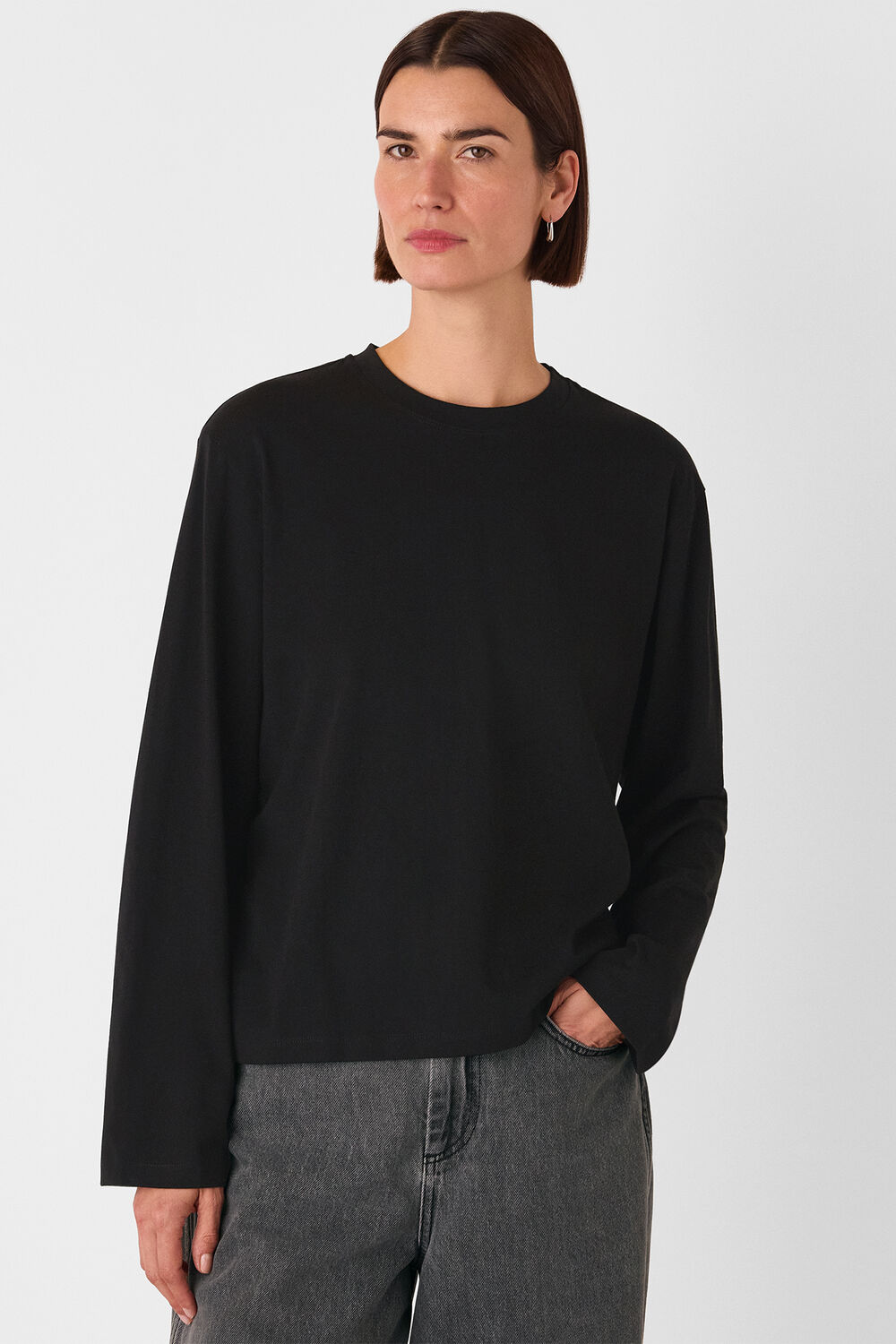 Black Relaxed Long Sleeve Tee