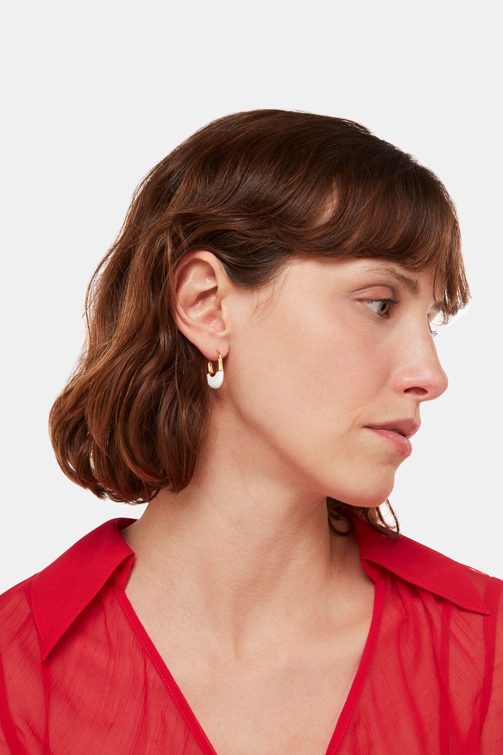 Neutral Enamel Oval Hoop