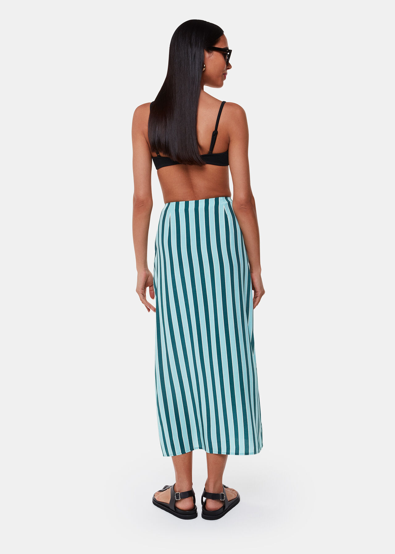Emily Tonal Stripe Midi Skirt