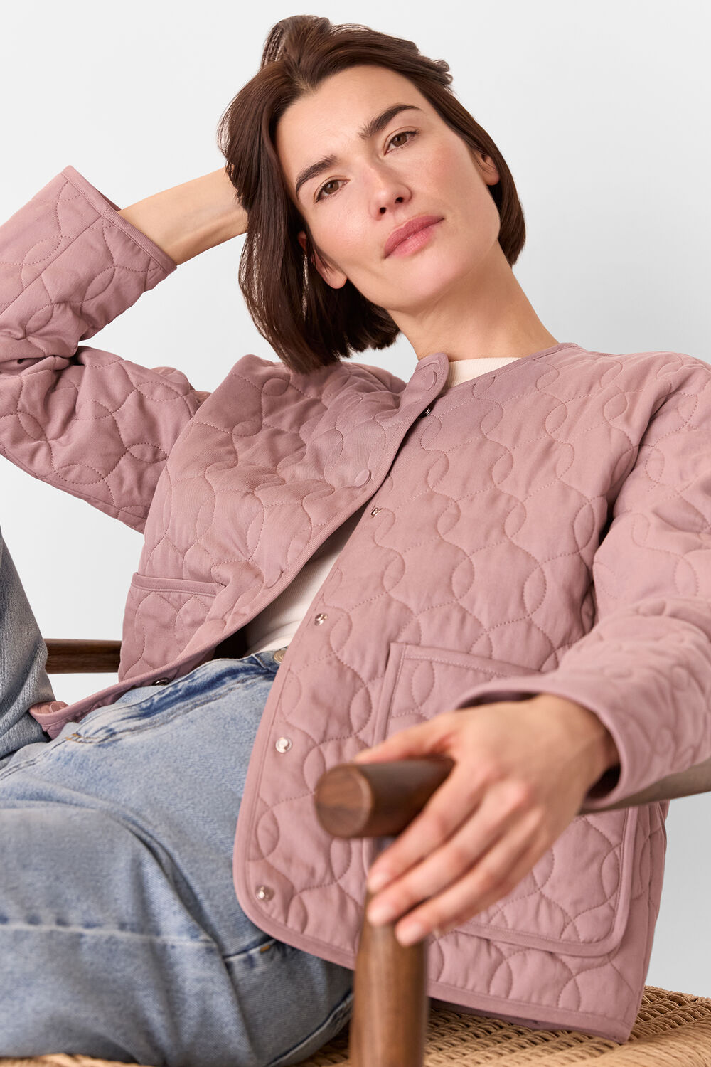 Dusty Pink Maya Cotton Quilted Jacket