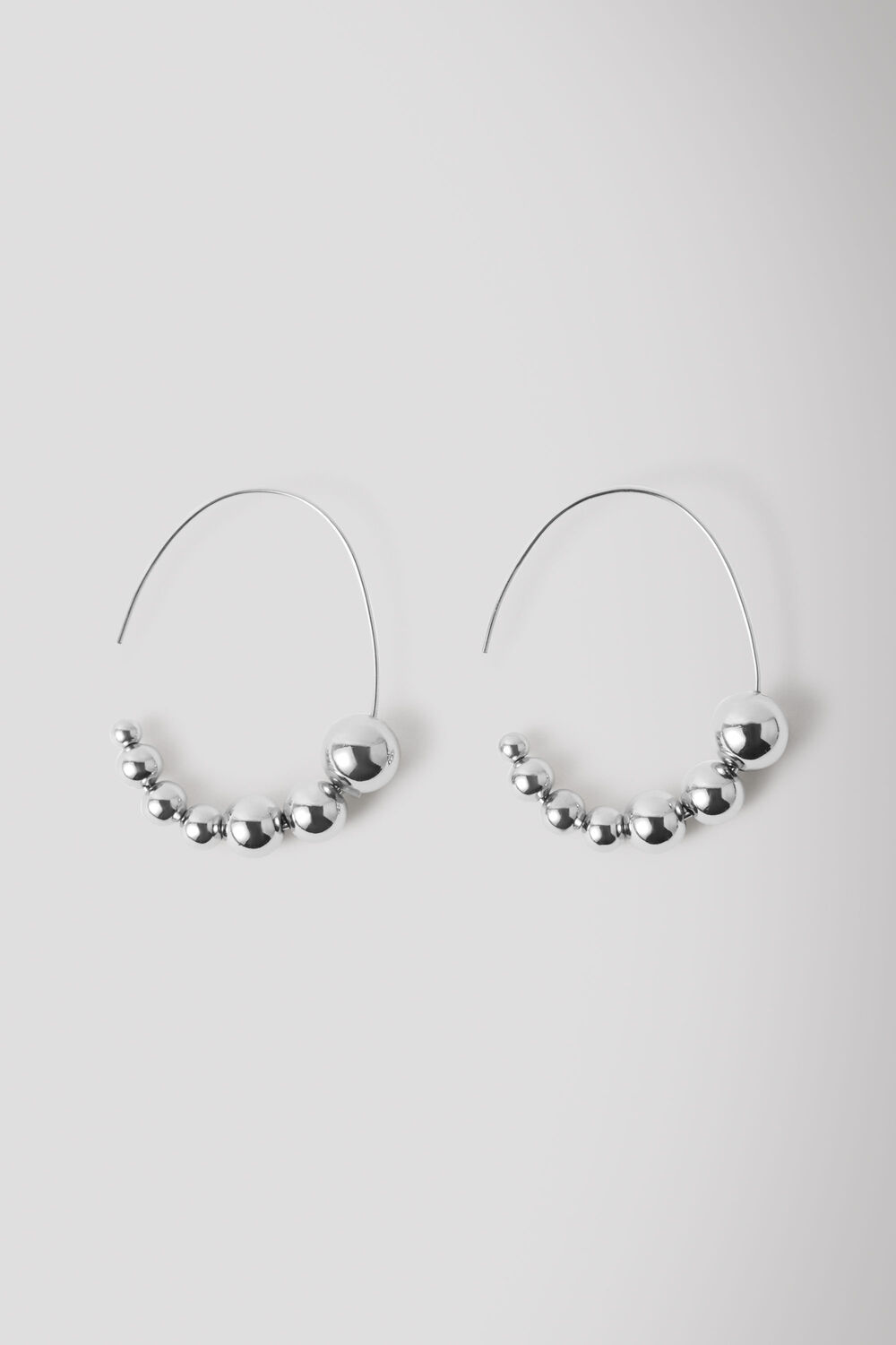 Silver Beaded Curved Wire Earring