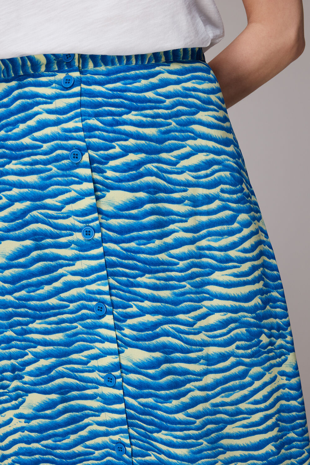 Blue Seafoam Button Front Skirt