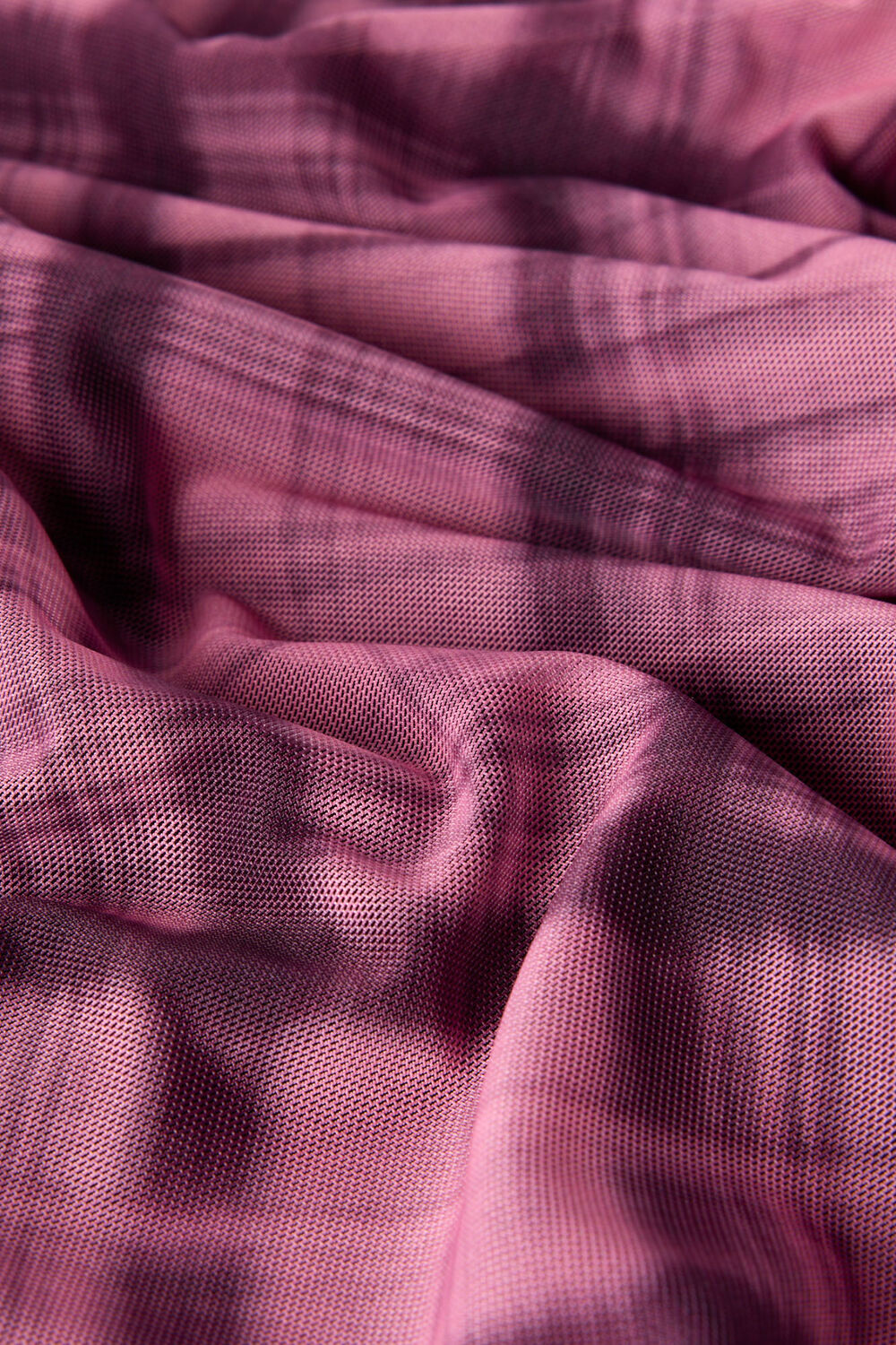 Pink Check Print Mesh Top
