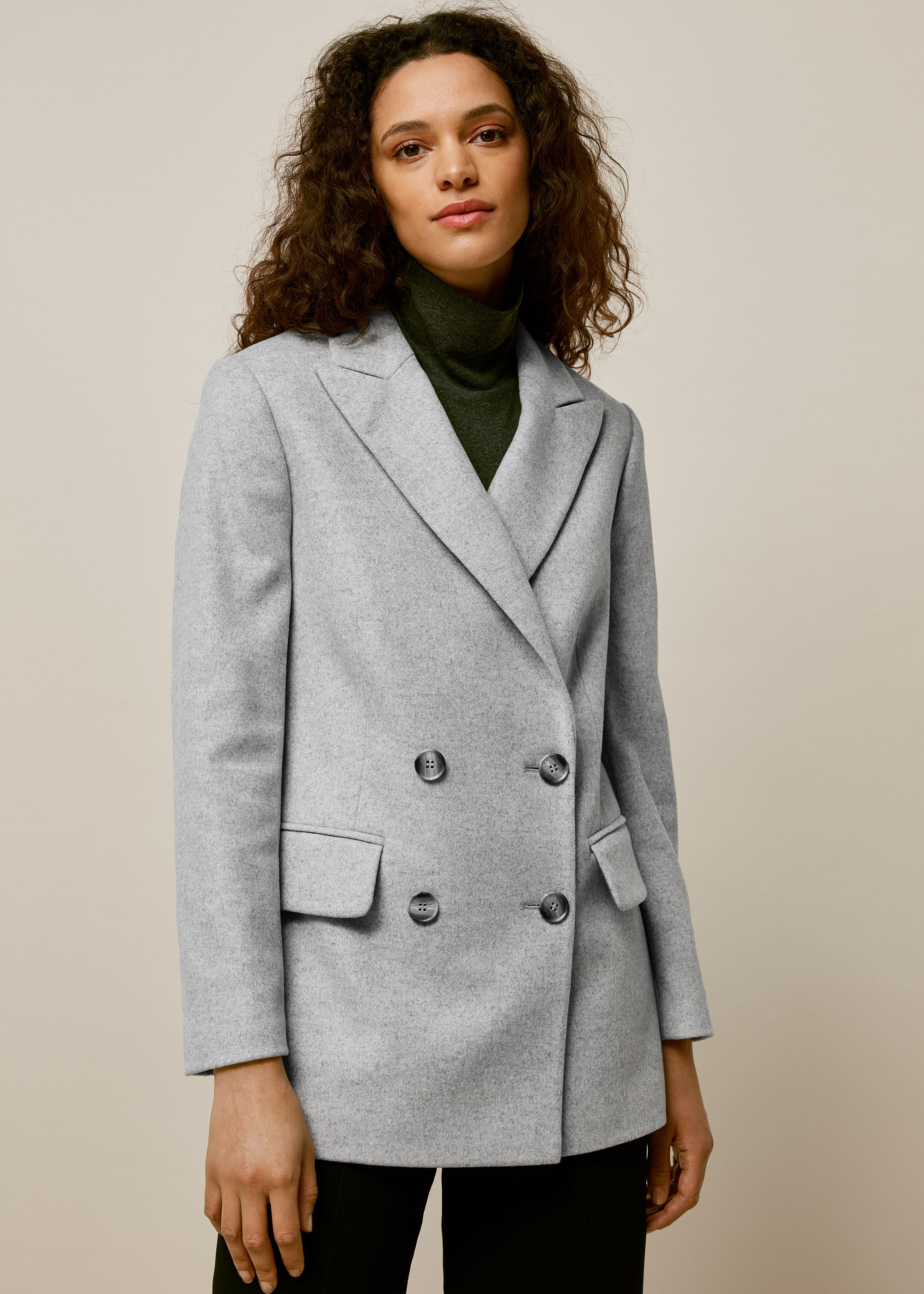 Grey Marl Oversized Wool Blazer