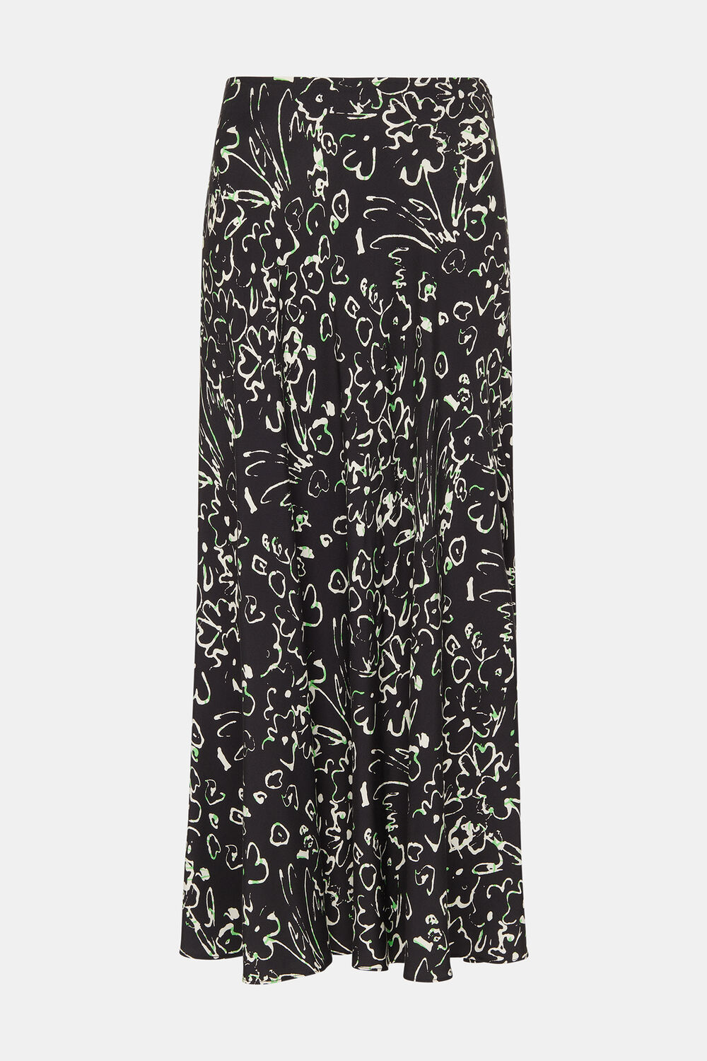 Black Scribble Bouquet Fluted Skirt