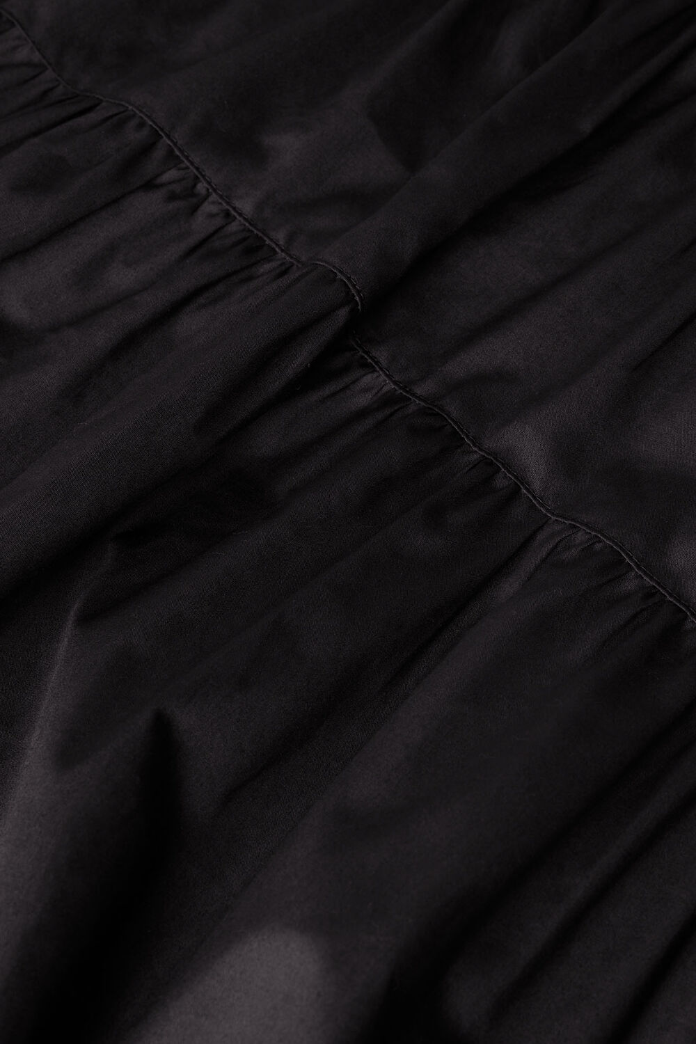 Black Tier Hem Cotton Skirt
