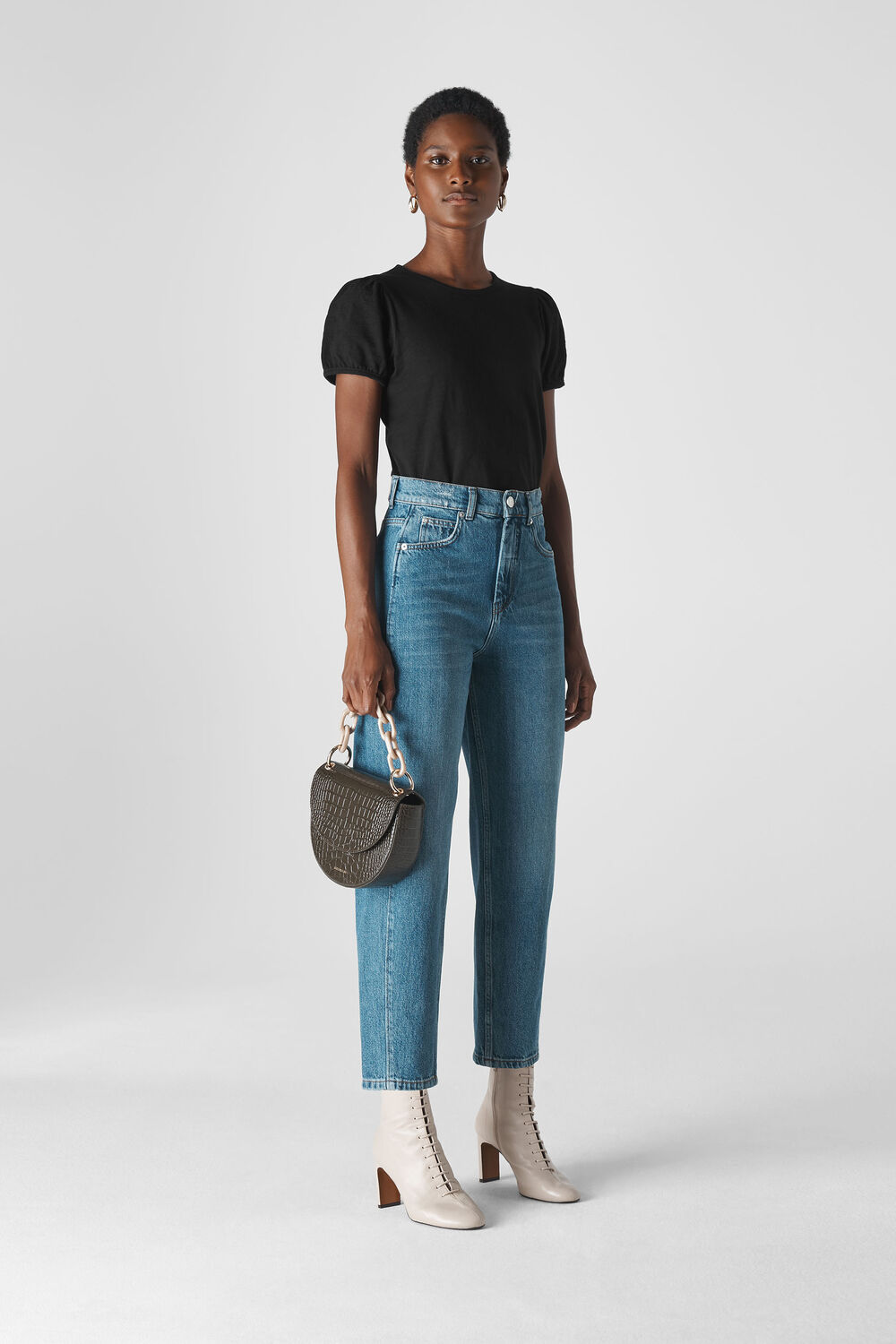 Black Puff Sleeve T-Shirt