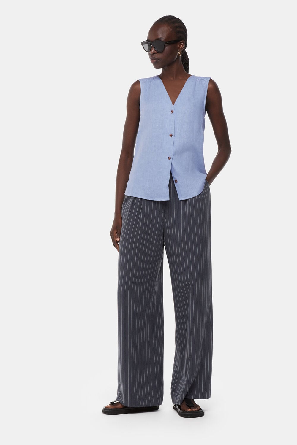 Blue Linen Laura Tank