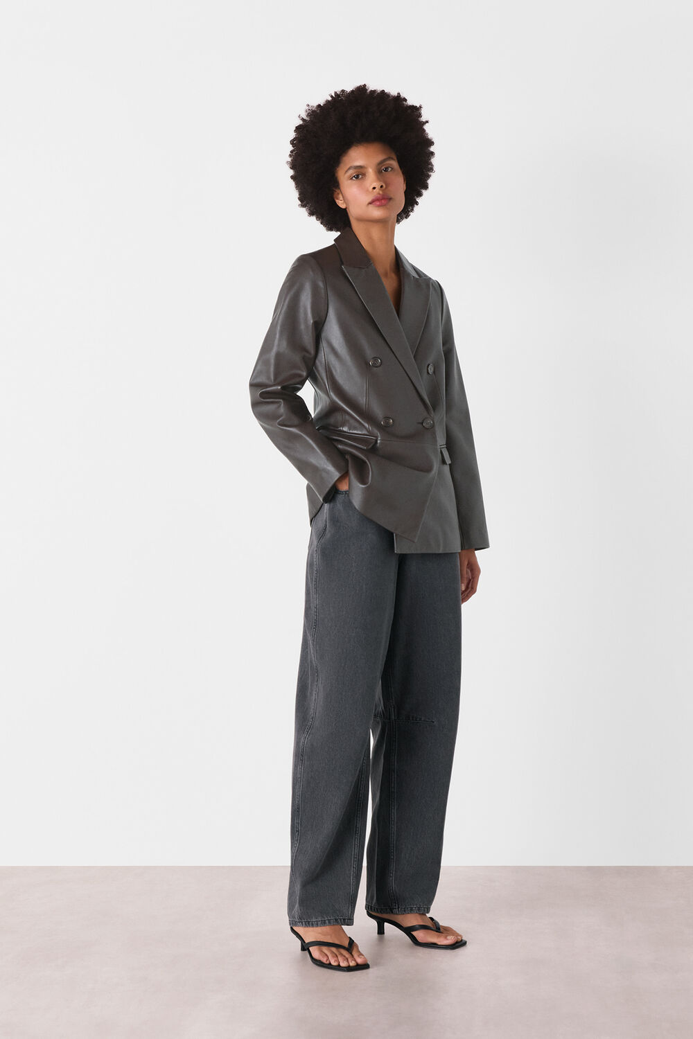 Aliza Waisted Leather Blazer