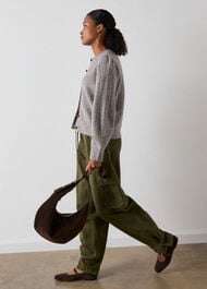 Wool Mix Puff Sleeve Cardigan
