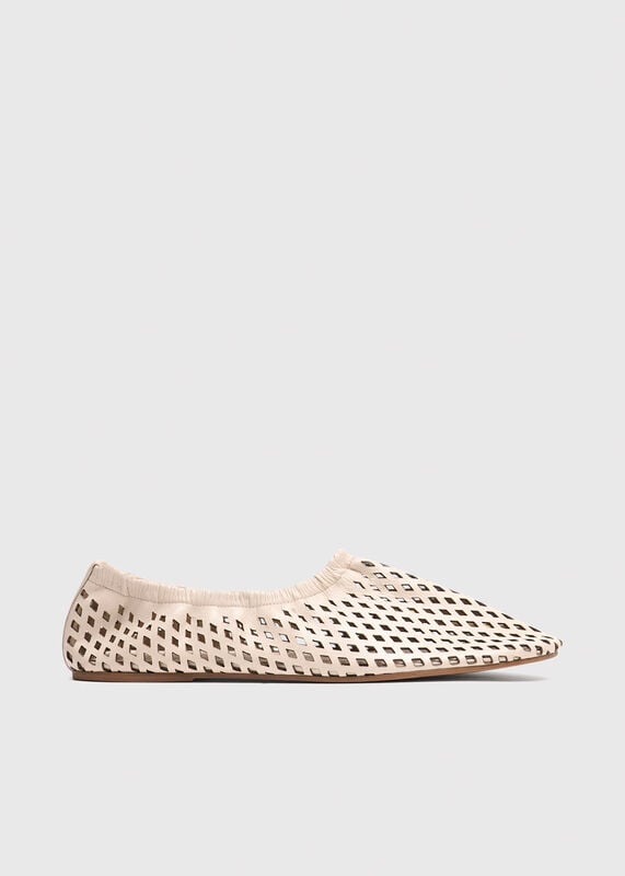 Ivory Lasercut Ballet Pump