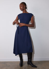 Pleat Detail Asymmetric Dress