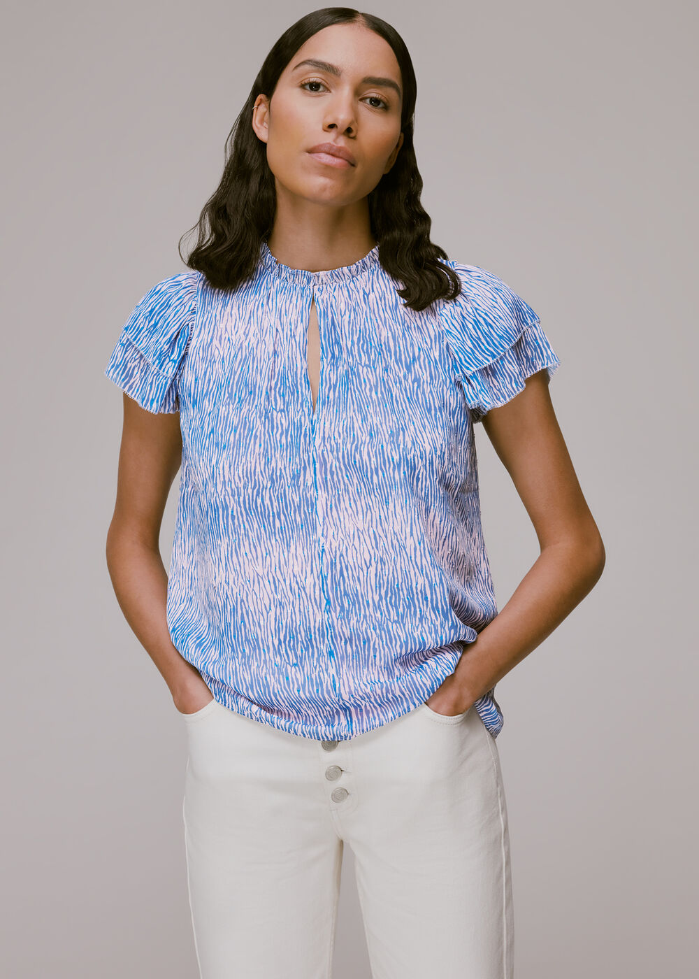 Multicolour Tiger Dobby Blouse