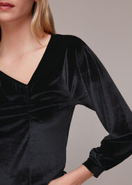 Asymmetric Neck Velvet Top