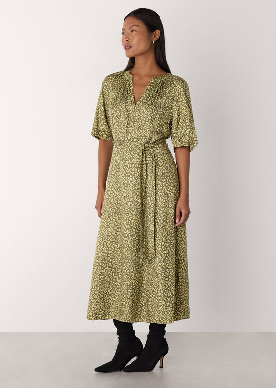 Petite Leopard Viscose Midi Dress