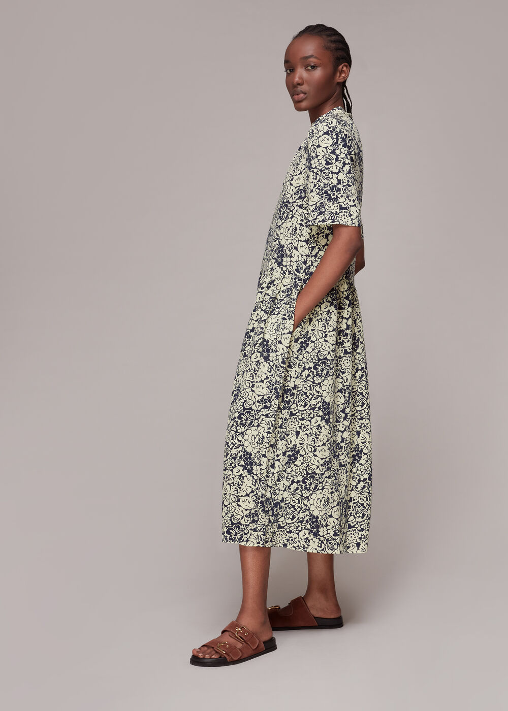 Graphic Floral Trapeze Dress