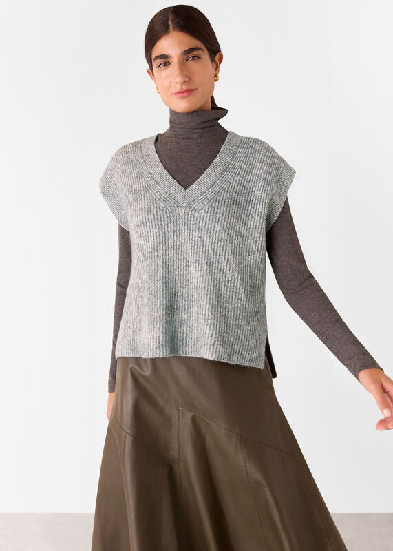 Grey Elsa Ribbed Sweater Vest