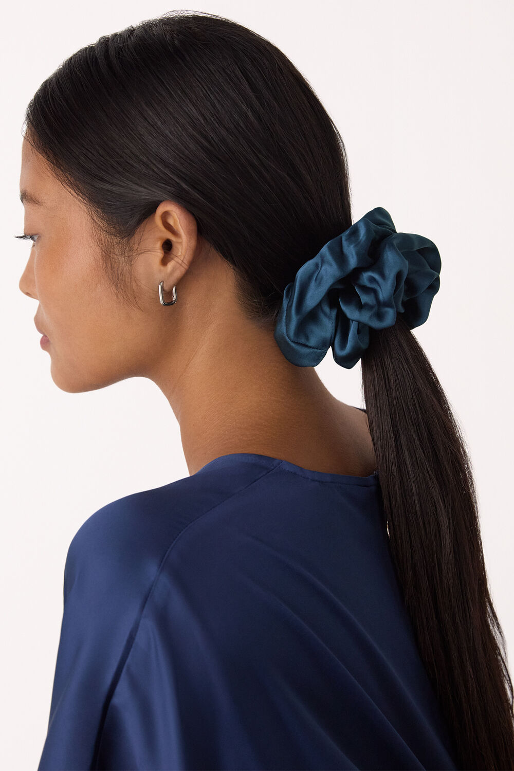Blue Satin Scrunchie