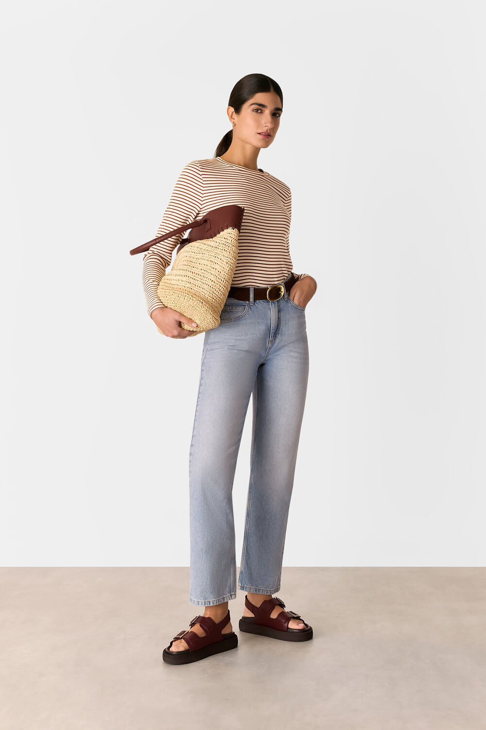 Stripe Crew Neck Jersey Top