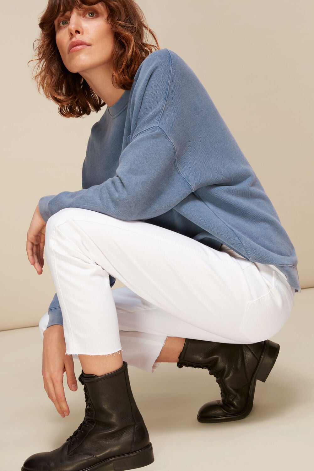 White Stretch Slim Frayed Jean